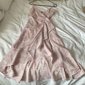 Bloomingdales Aqua pink wrap midi dress